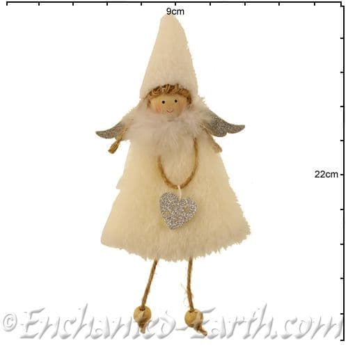 Soft Fairy holding a Sparkly Heart- Handmade - super soft - 20cm.