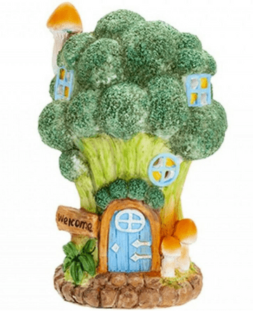 Solar Broccoli Barn - Light up Fairy Garden House - 20cm