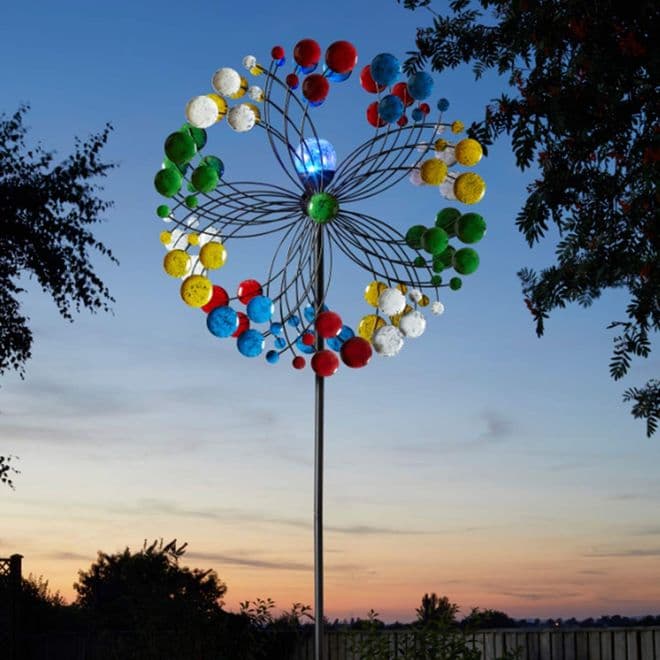 Solar Colour Changing LED Confetti Kinetic Wind Spinner - 213cm.
