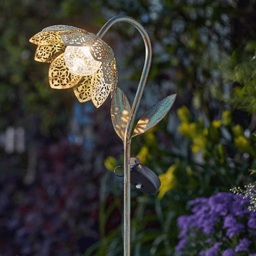 Solar - Flower Stake - Verdigris - 90cm