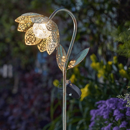 Solar - Flower Stake - Verdigris - 90cm.