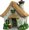 Solar Powered  Fairy Garden Green Leaf Cottage - 19cm.