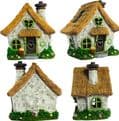 Solar Powered  Fairy Garden Green Leaf Cottage - 19cm.