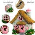 Solar Powered  Fairy Garden Rose Bud Cottage - 19cm.
