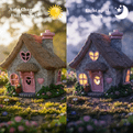 Solar Powered  Fairy Garden Rose Bud Cottage - 19cm.