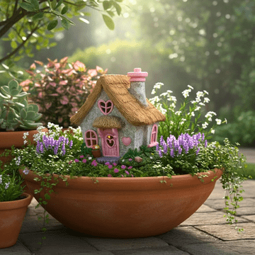 Solar Powered Fairy Garden Rose Bud Cottage - 19cm