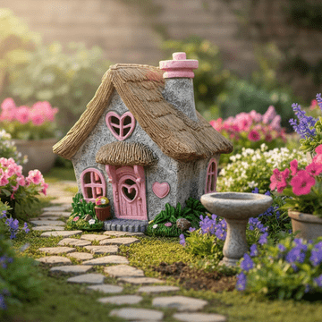 Solar Powered Fairy Garden Rose Bud Cottage - 19cm