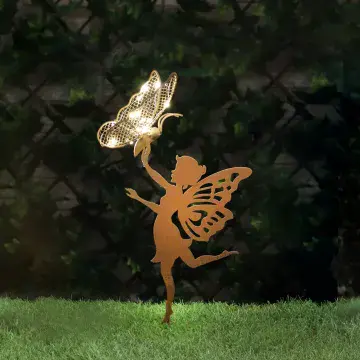 Solar Silhouette Fairy with Butterfly - LED - Light-Up Stake