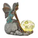 Solar Sitting Fairy  with Bubble Light - 25cm.
