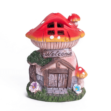 Solar Toadstool Cottage - Light up Fairy Garden House - 19cm