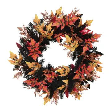 Spooky Autumn Foliage Wreath - Red / Orange - 60cm