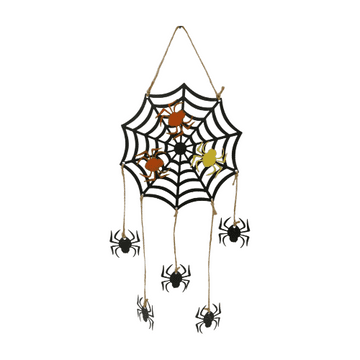 Spooky Hanging Spiders Web with 8 spiders - 16 x 31cm