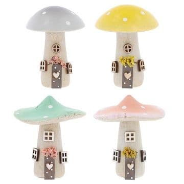 Spring Folk Art Mushroom Cottage - 4 to choose from - 8cm