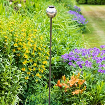 Stainless Steel & Aged Metal - Poppy Head Stake - 130cm Tall