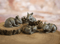 Stone  Effect- Family of Mice - set of 4.