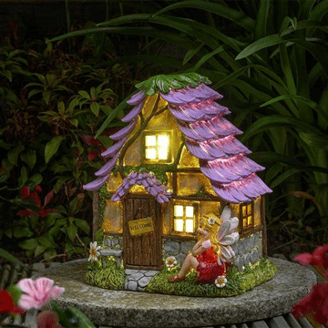 Summer Lodge - Solar Power Fairy Garden House - 21cm