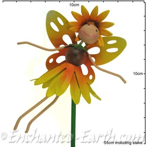 Sunflower Fairy Fairy Kingdom Metal Flying Fairy on 50cm metal stake.
