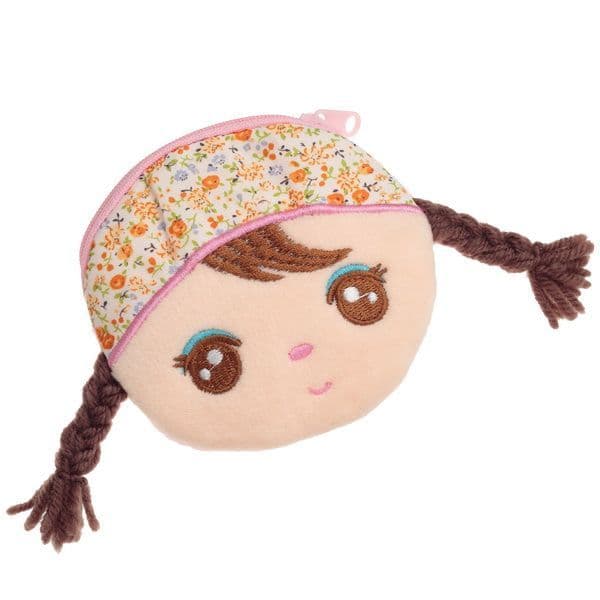 Super Soft Rag-doll face zip purse - choose from 4 colours.