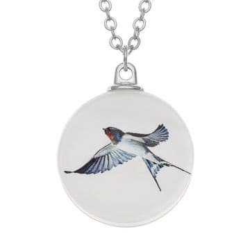Swallow Necklace - Double sided - Glass pendant on 18" chain