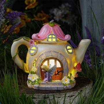 Tea Pot Lodge - Solar Power Fairy Garden House - 24cm