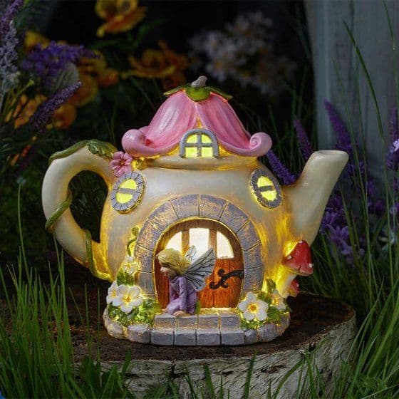 Tea Pot Lodge - Solar Power Fairy Garden House - 24cm.