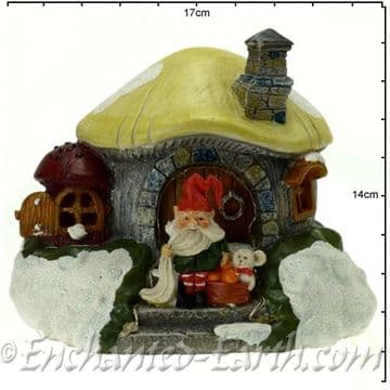 The Christmas Garden - Light up - LED Gnome Home - Lemon Roof Mushroom Fairy House - 16cm