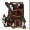 The Christmas Garden  - Light up -  LED Gnome Home -  Tree  House  with Gnome & Bunny- 14cm tall.