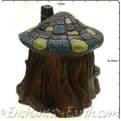 The Christmas Garden  - Light up -  LED Gnome Home -  Tree  House  with  Stone Mushroom Roof - 14cm.