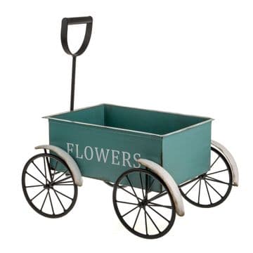 The Countryside Collection - Metal Garden Cart Planter - Teal - 42cm