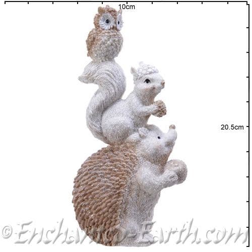 The Festive Woodland - Hedgehog , Squirrel & Owl - 20.5cm.