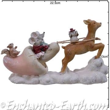 The Woodland Christmas Gnome & Pals - Pink Christmas Mushroom Sleigh - 22.5cm