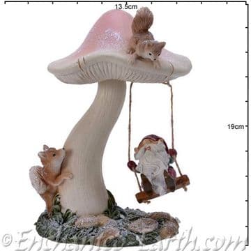 The Woodland Christmas Gnome & Pals - Pink Christmas Mushroom Swing - 19cm