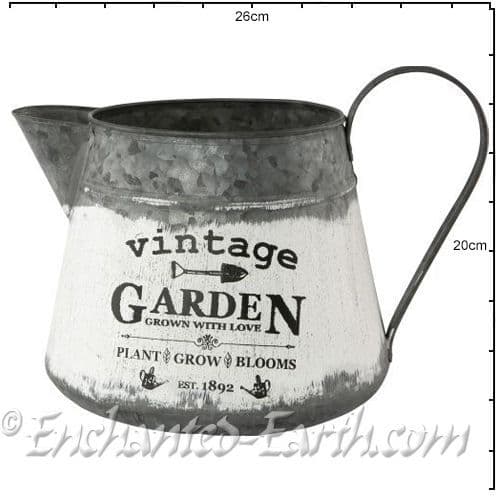 Tin Garden Planter - Jug - Vintage Garden - 20cm.