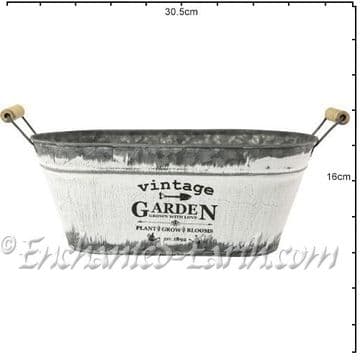 Tin Garden Planter Trough - Vintage Garden - 30.5cm