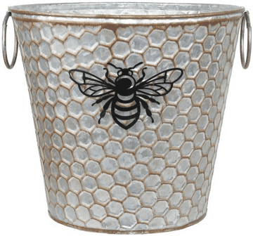 Tin Honeycomb Bee Planter - 18cm