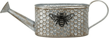 Tin Honeycomb Bee watering can Planter - 40cm