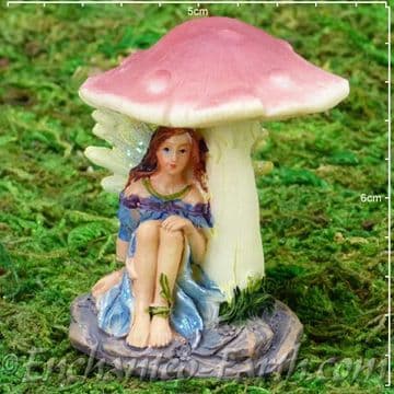Toadstool Flower Fairy - Dark blue dress - Pink Toadstool top.