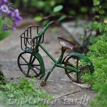 Vintage Miniature Bicycle with Basket (3 colours to choose) Antique Brown, Red or Green