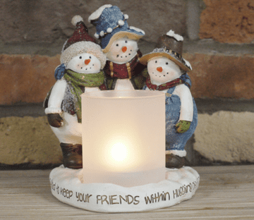 Vintage Style - Countryside Snowman Candle Holder - 19cm