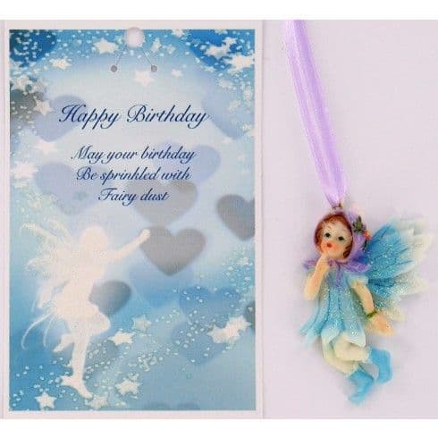 Vintage Style Hanging Fairy & Gift Card - Happy Birthday.