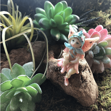 Vintage Style - Miniature Sitting Flower Fairy - Page in Pink