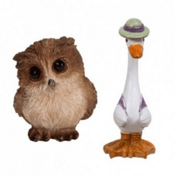 Vivid Arts - Miniature World - Pack of 2 - Cute Duck & Owl Set
