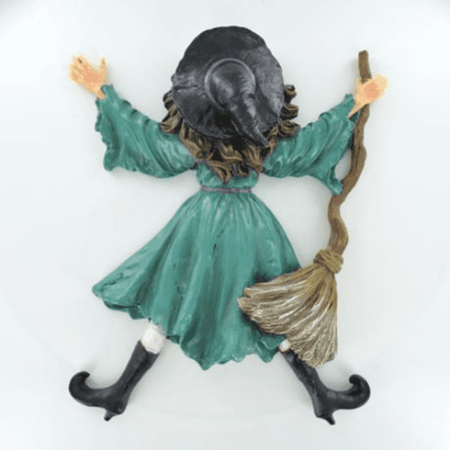 Wall Plaque Teal Witch Wall Splat - 31cm.