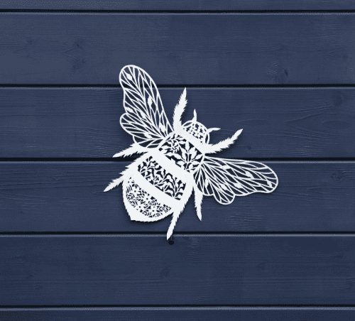 White Metal Wall Art - Floral Bee.