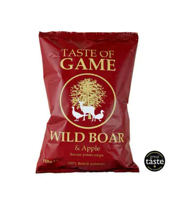 Wild Boar and Apple Potato Crisps - UK Grown & Made - Vegan Crisps - 150g Large Bag