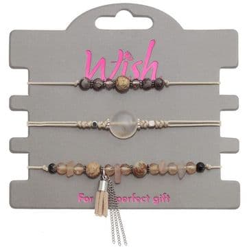 Wish - Triple Bracelet Set - Natural Gem Stones - set of 3