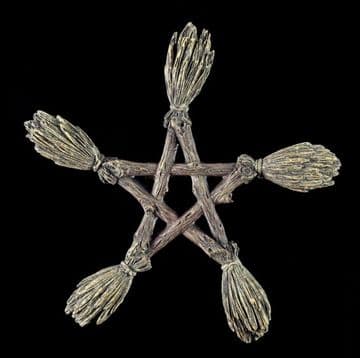 Witches Broomstick - Pentagram Wall Plaque
