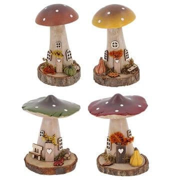 Wooden Folk Art Mushroom Cottage - 4 to choose from - 12cm