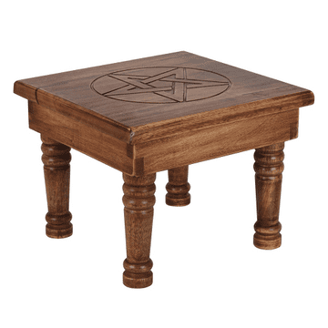 Wooden Hand Carved Pentagram Altar Table -30cm