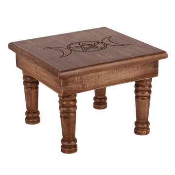 Wooden Hand Carved Triple Moon Altar Table -30cm